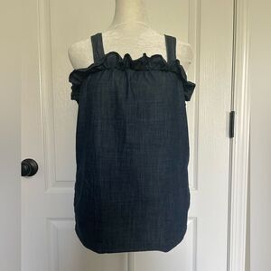 J. Crew Women’s Blue Ruffle 100% Cotton Top Size 00